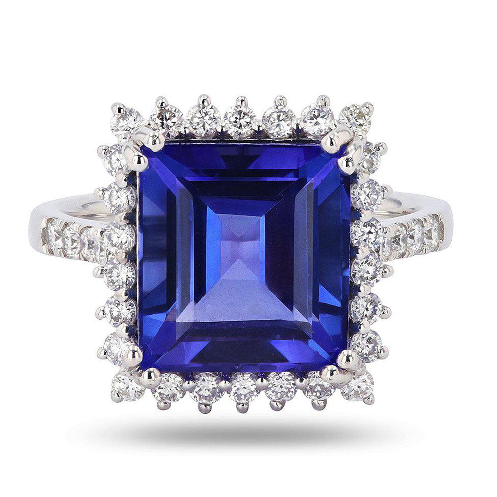 7.07CT TANZANITE & 0.68CTW DIAMOND PLATINUM RING (1 of 4)
