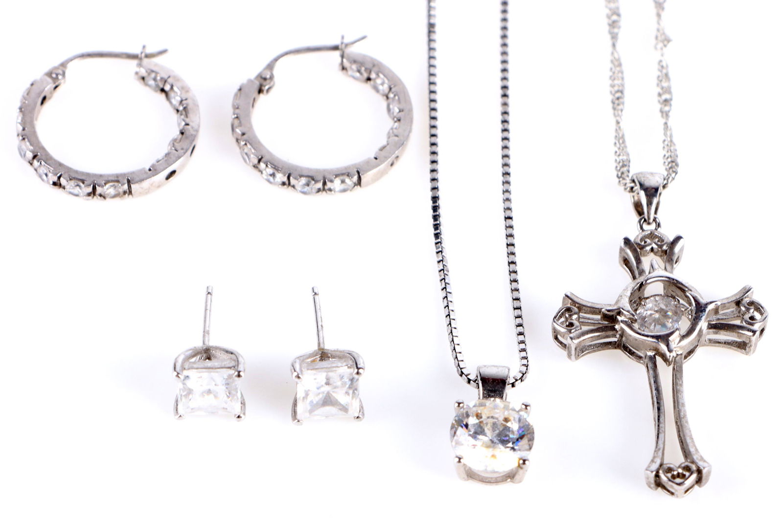 STERLING SILVER CLEAR CRYSTAL JEWELRY SET (1 of 4)