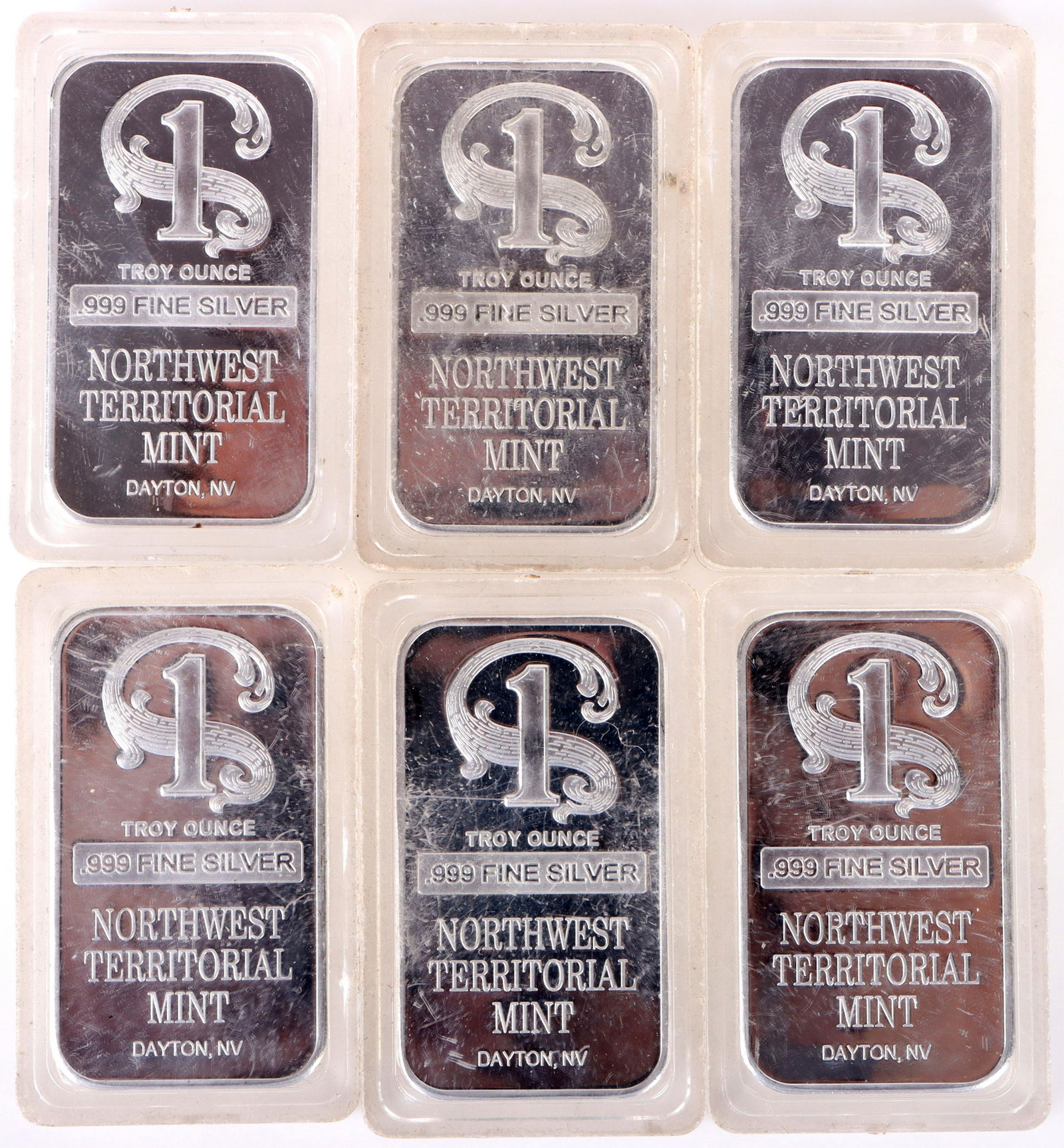 .999 FINE SILVER 1 OZT TERRITORIAL MINT BARS - (6) (1 of 2)