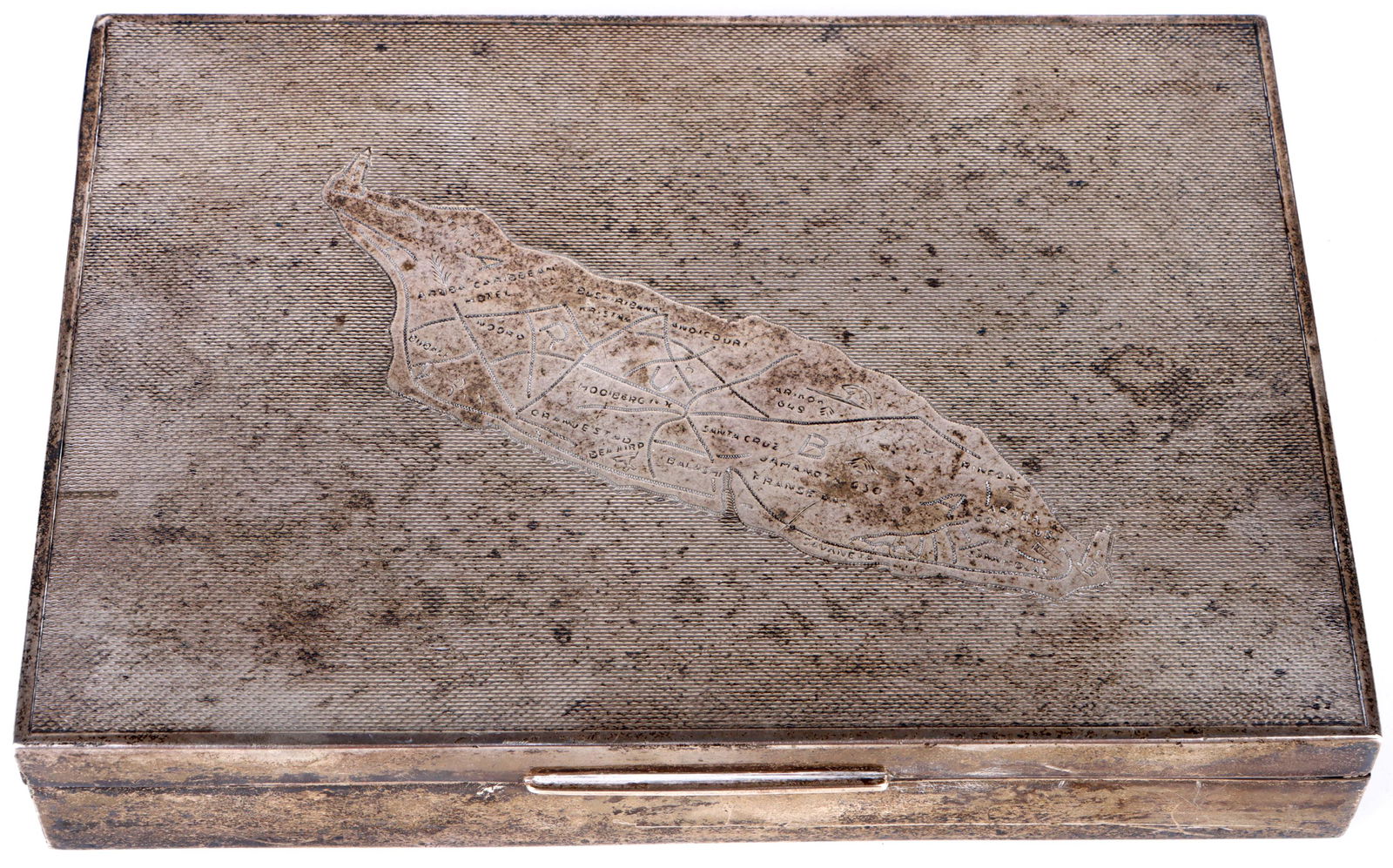 ANTIQUE STERLING SILVER ARUBA WOOD-LINED CIGAR BOX (1 of 3)