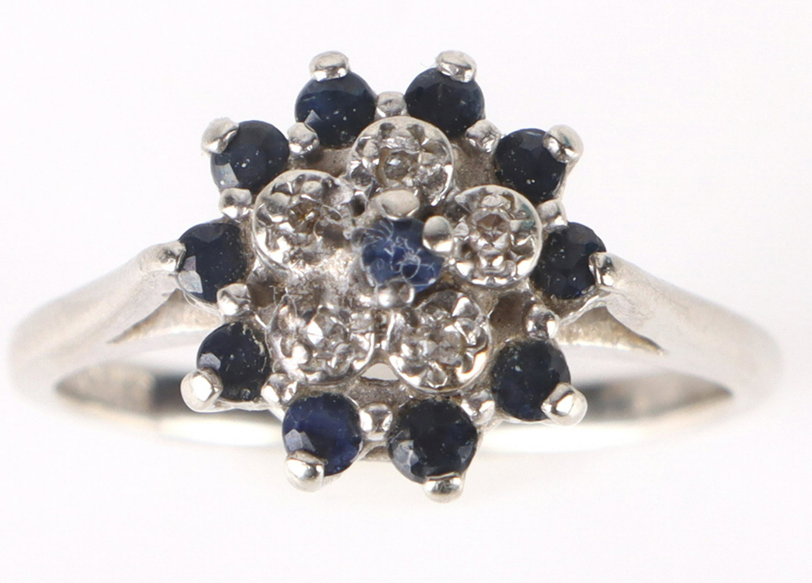 10K WHITE GOLD BLUE TOPAZ DIAMOND LADIES RING (1 of 4)