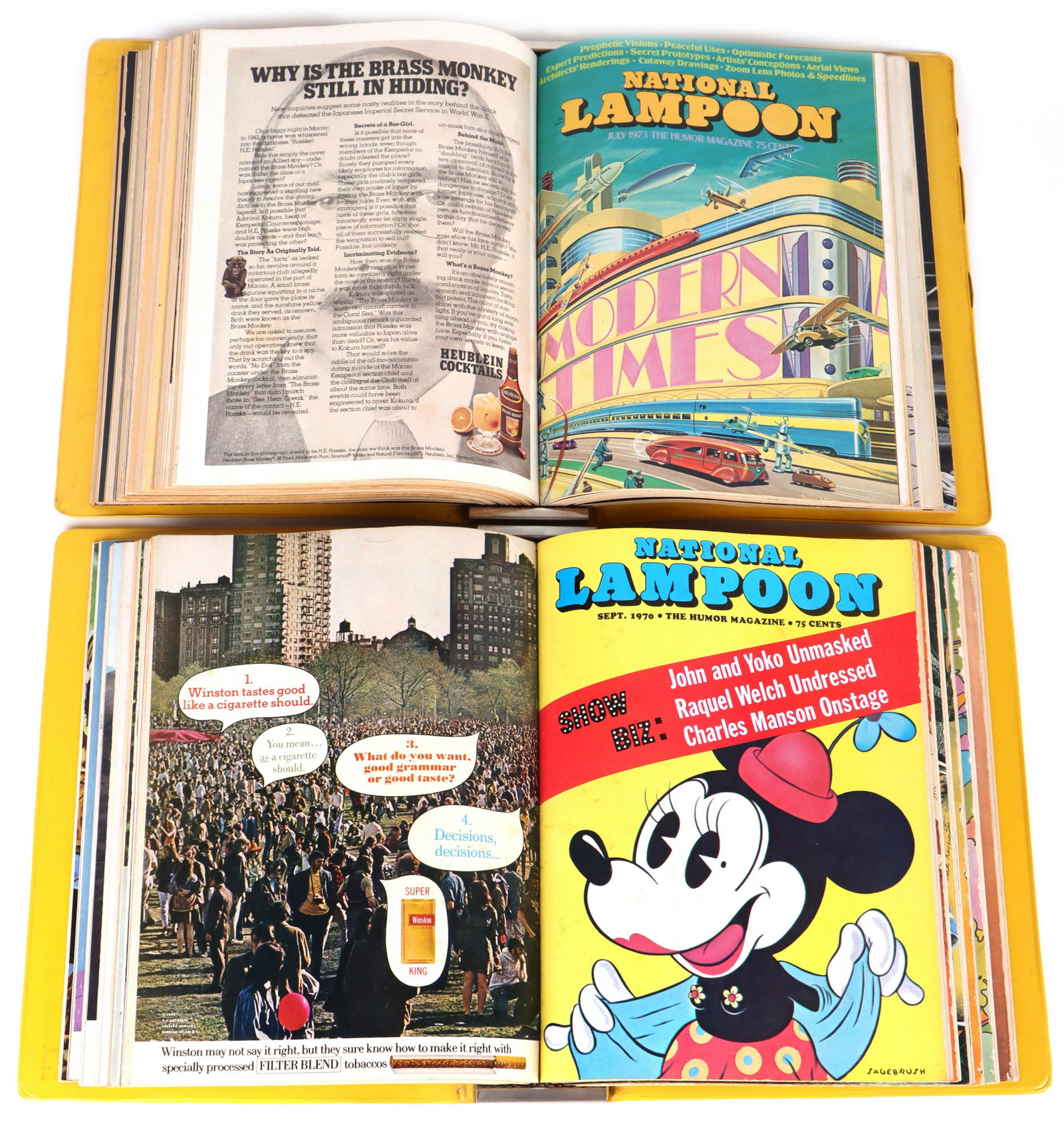 NATIONAL LAMPOON MAGAZINES 1973-74,1971-70 BINDERS (1 of 4)
