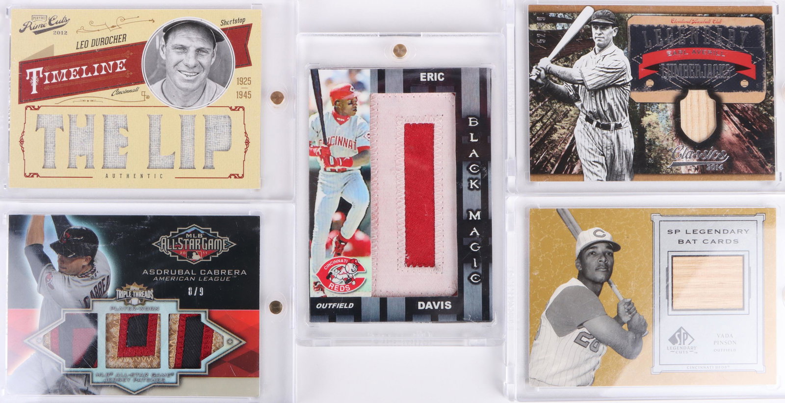 PLAYER WORN COLLECTIBLE BASEBALL ART CARDS (5) (1 of 2)