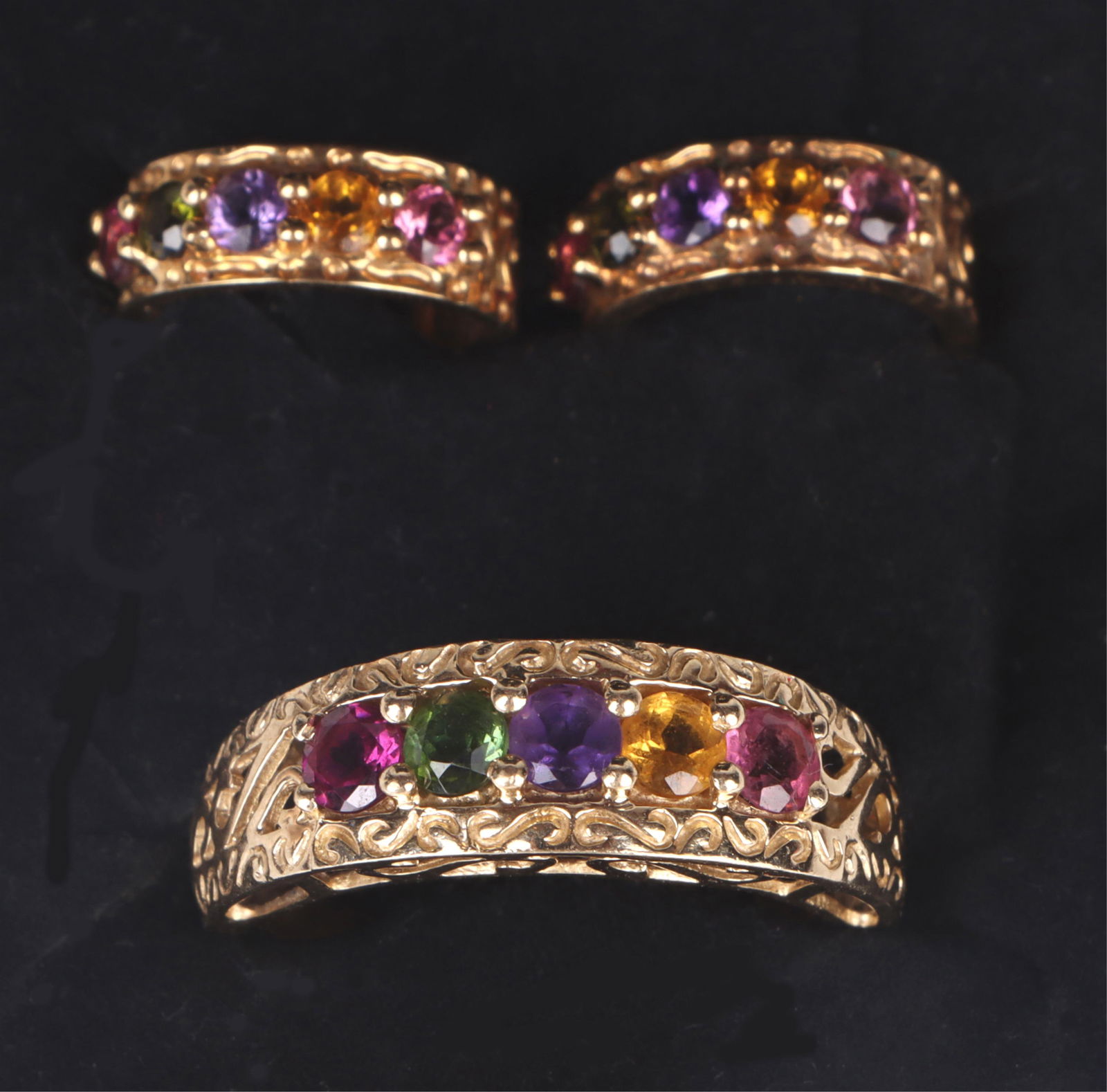 14K GOLD MULTICOLORED SEMIPRECIOUS MATCHING SET (1 of 3)