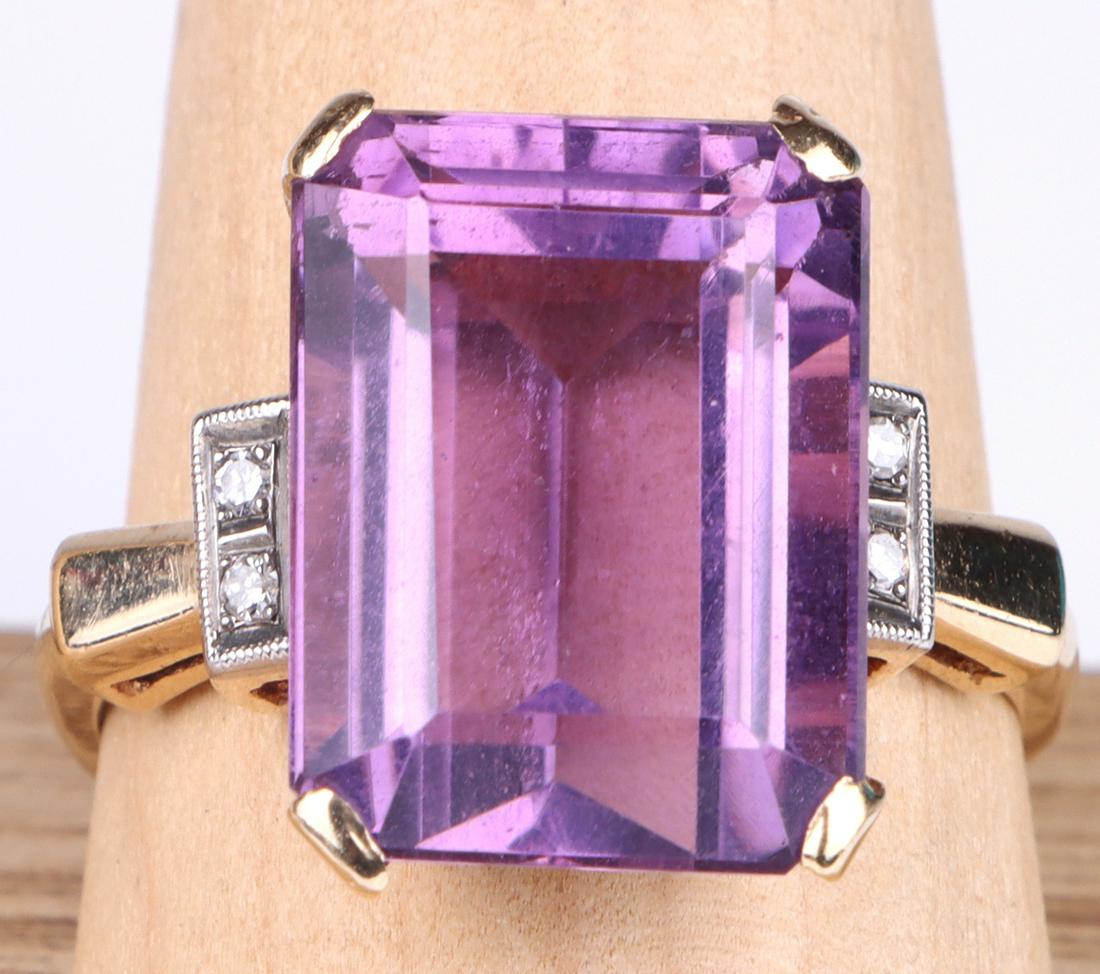 .04CT DIAMOND & ~6.0CT PURPLE TOPAZ 14K GOLD RING (1 of 4)