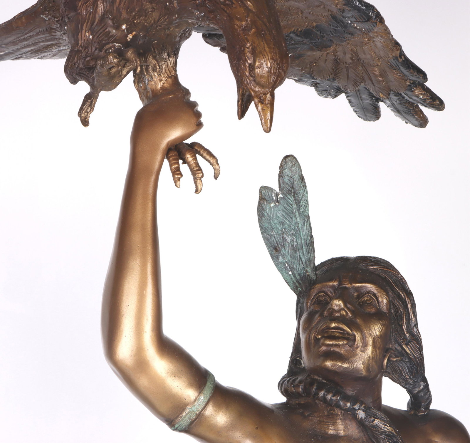 3'5" MANCINI SIGNED BRONZE NATIVE AMERICAN STATUE (1 of 6)