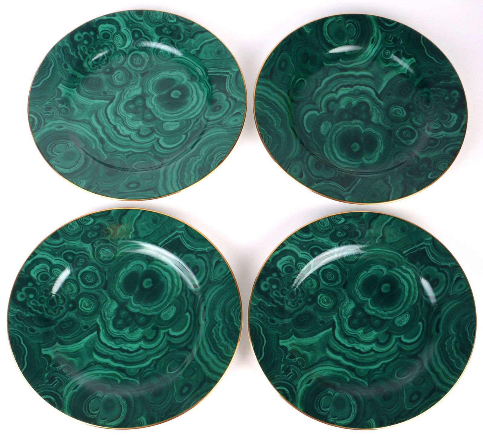 NEIMAN MARCUS MALACHITE SALAD PLATES SET FOR 4 (1 of 4)