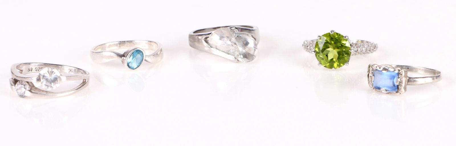 STERLING SILVER GEMSTONE LADIES RINGS - LOT OF 5 (1 of 3)