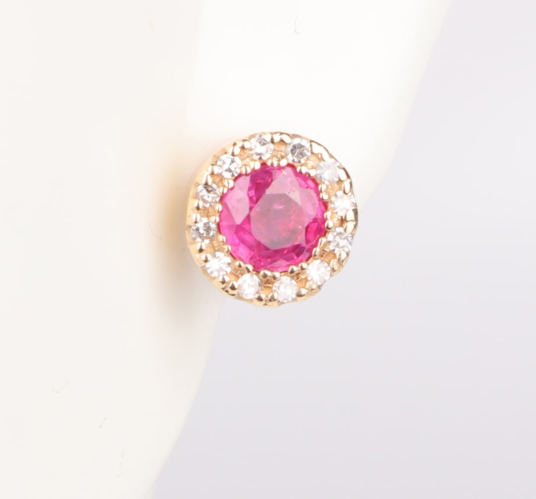 ~.24CTW DIAMOND & .66CTW RUBY 14K GOLD EARRINGS (1 of 2)