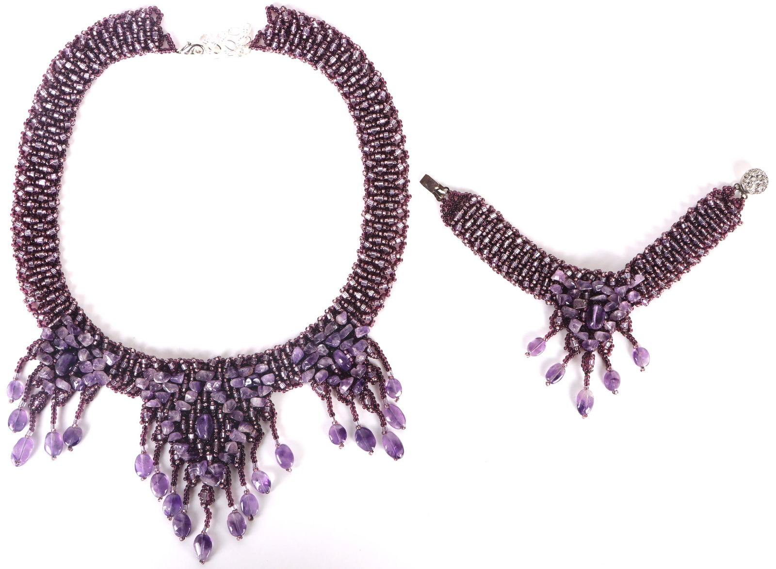 BEAUTIFUL AMETHYST BEADED JEWELRY SET (2) (1 of 4)