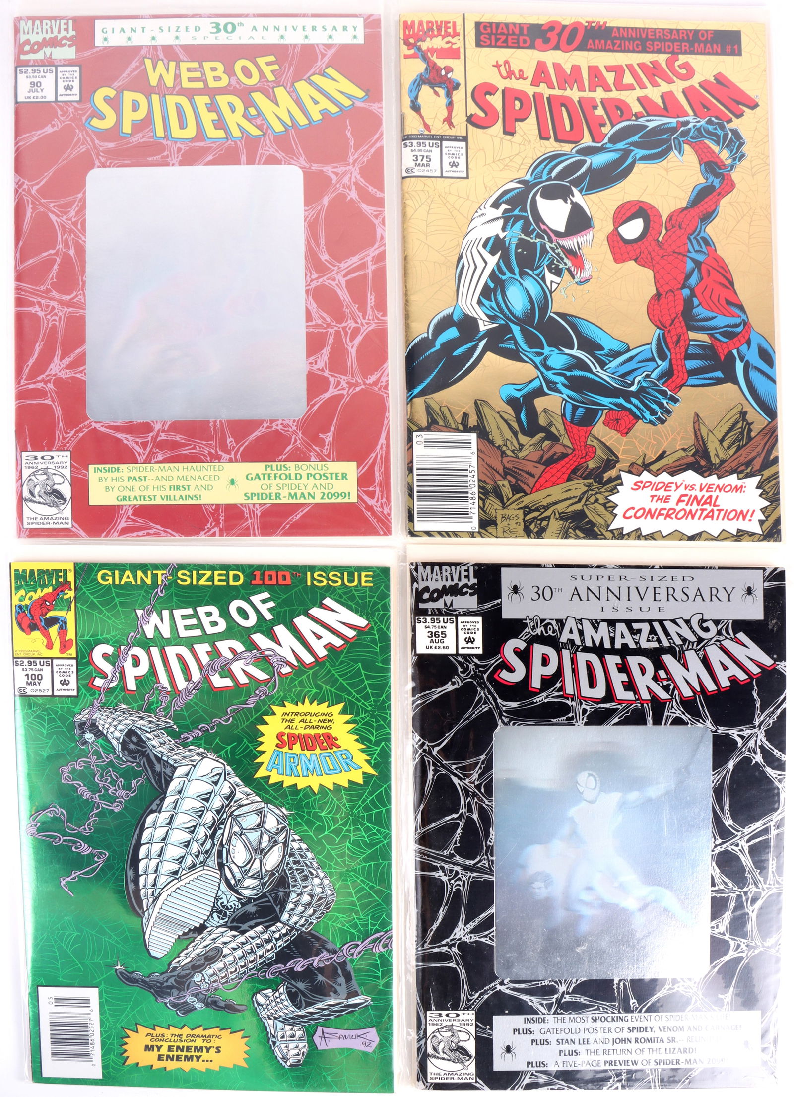 SPIDER-MAN COMICS LOT OF 4, 100TH ISSUE & 30 YEARS (1 of 5)