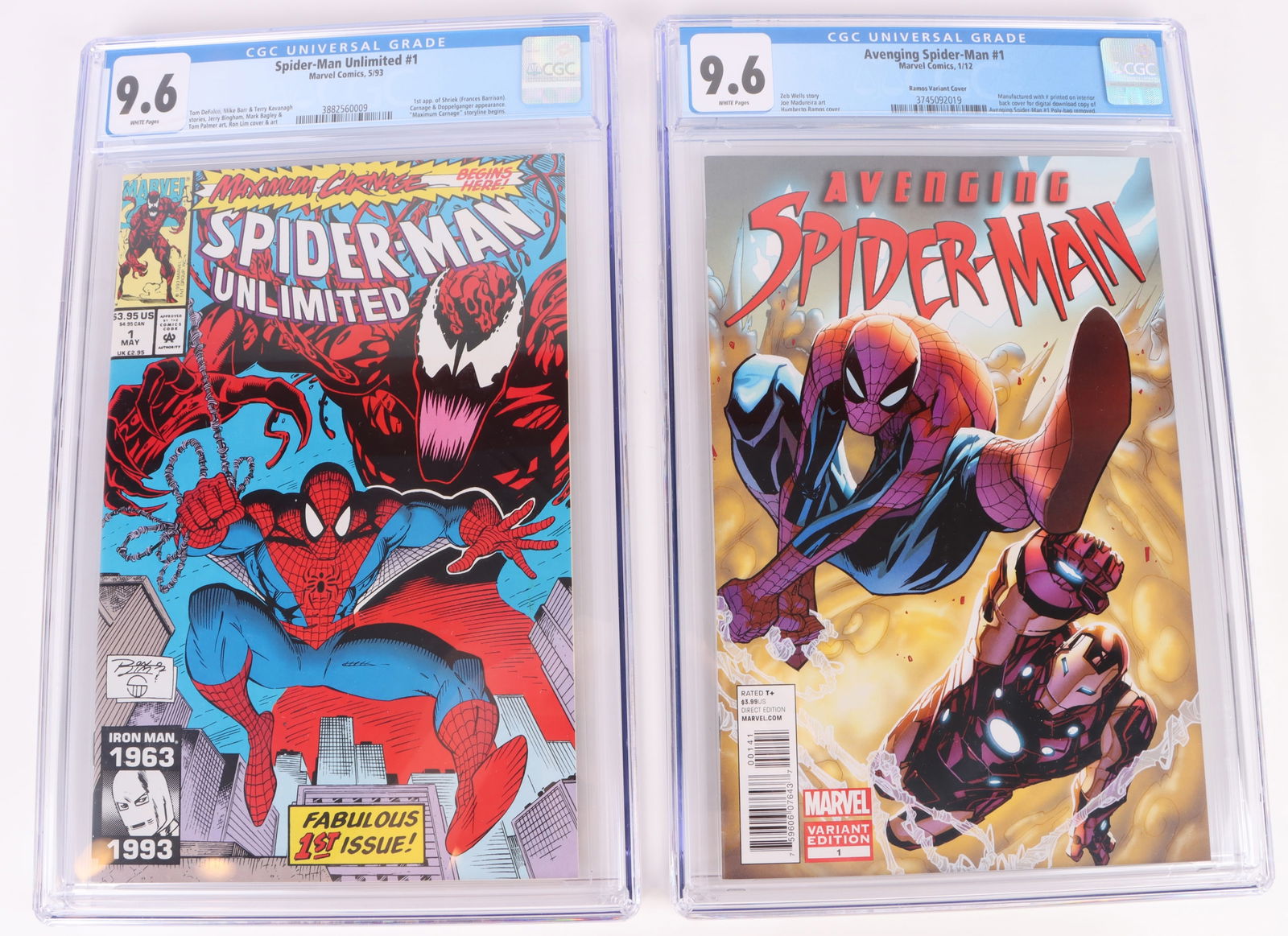 AVENGING SPIDER-MAN #1 & SPIDER-MAN UNLIMITED #1: 164128a AVENGING SPIDER-MAN #1 & SPIDER-MAN UNLIMITED #1 Avenging Spider-man #1 Ramos Variant cover (CGC 9.6) and Spider-man Unlimited #1 (CGC 9.6) Condition: 9.6 CGC Comic books Marvel ModernAge (198