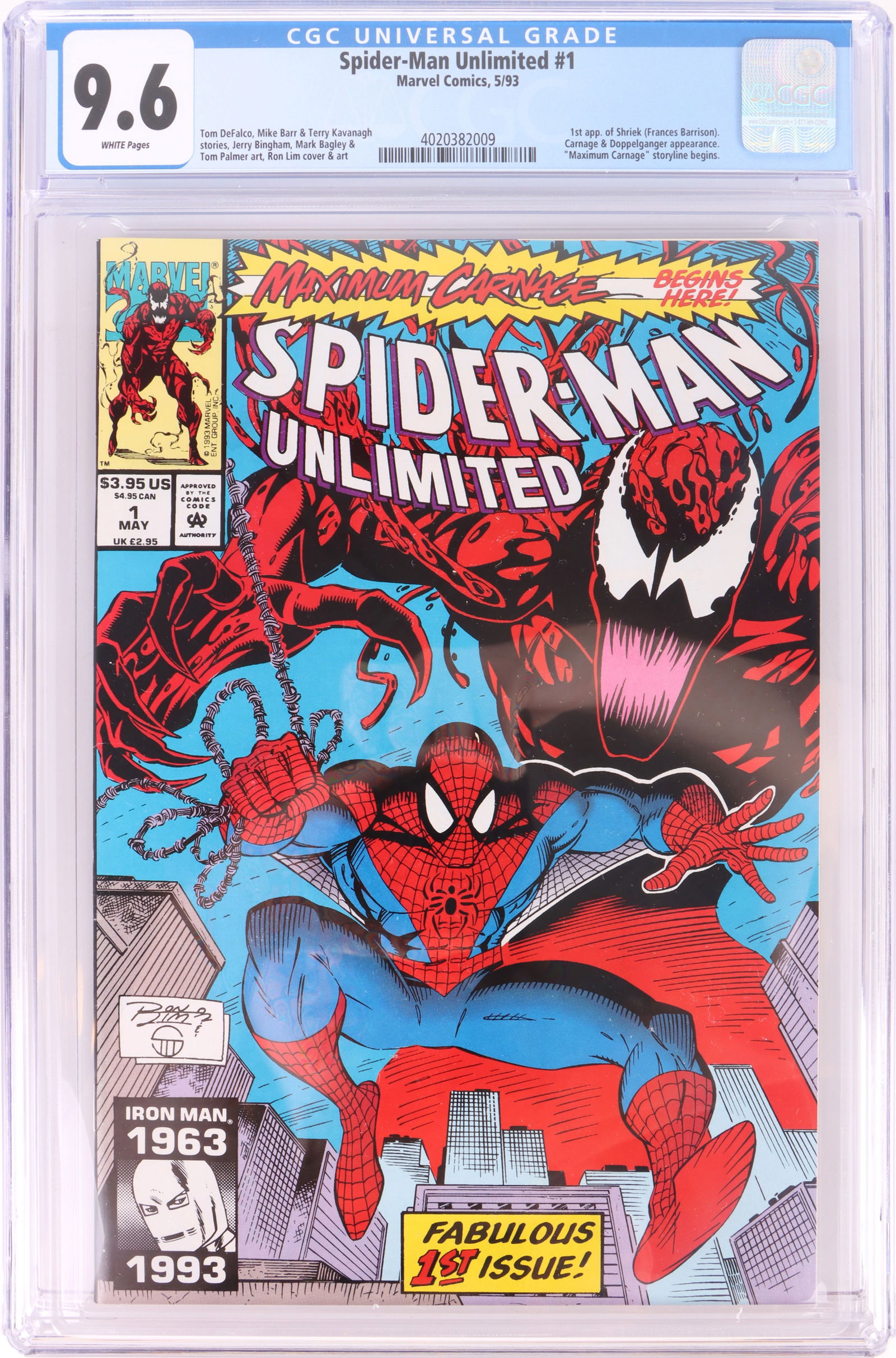SPIDERMAN UNLIMITED #1 CGC 9.6 NM - 1ST SHRIEK (1 of 4)
