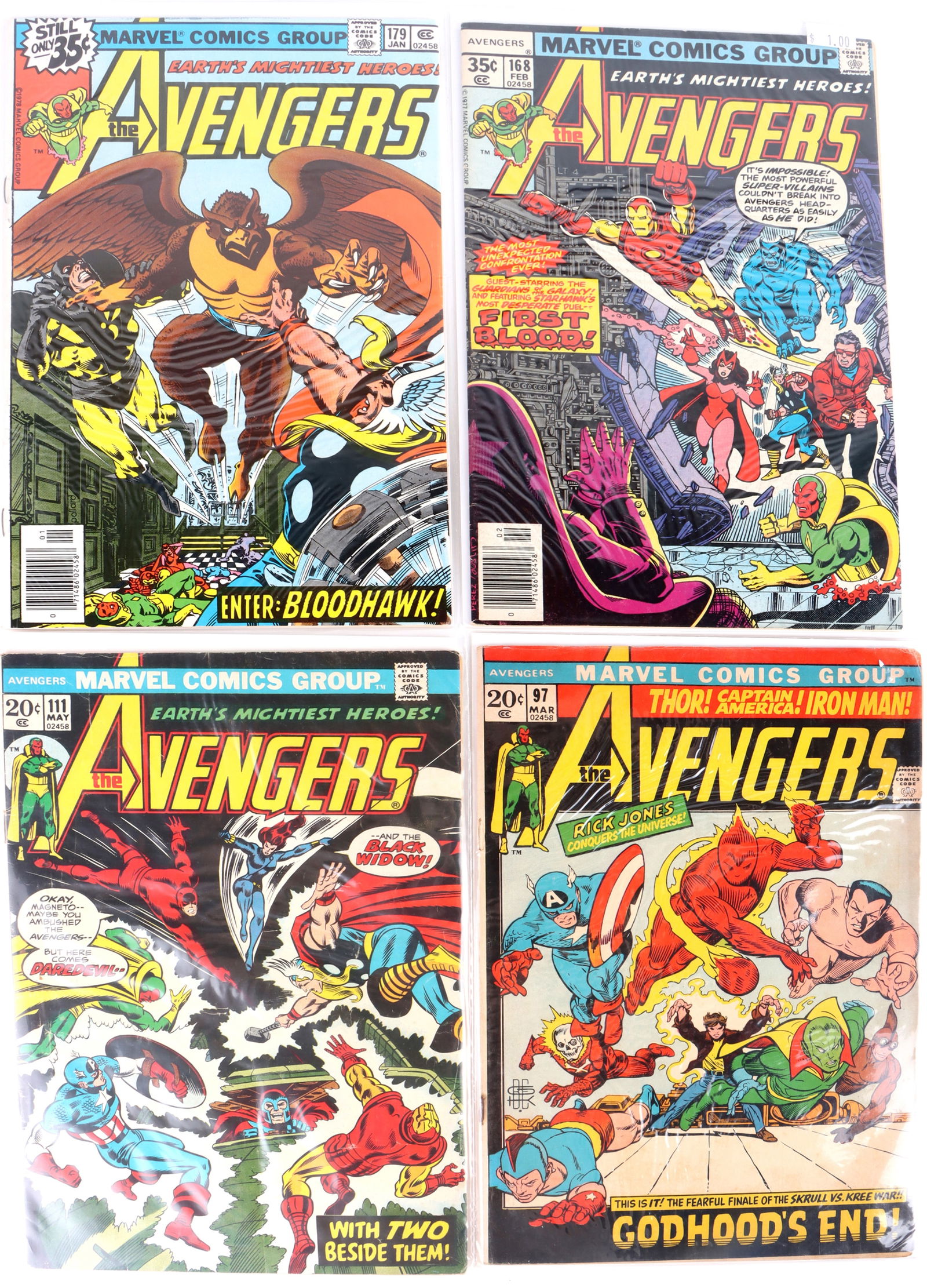 THE AVENGERS BRONZE AGE COMICS - LOT OF 4 (1 of 5)