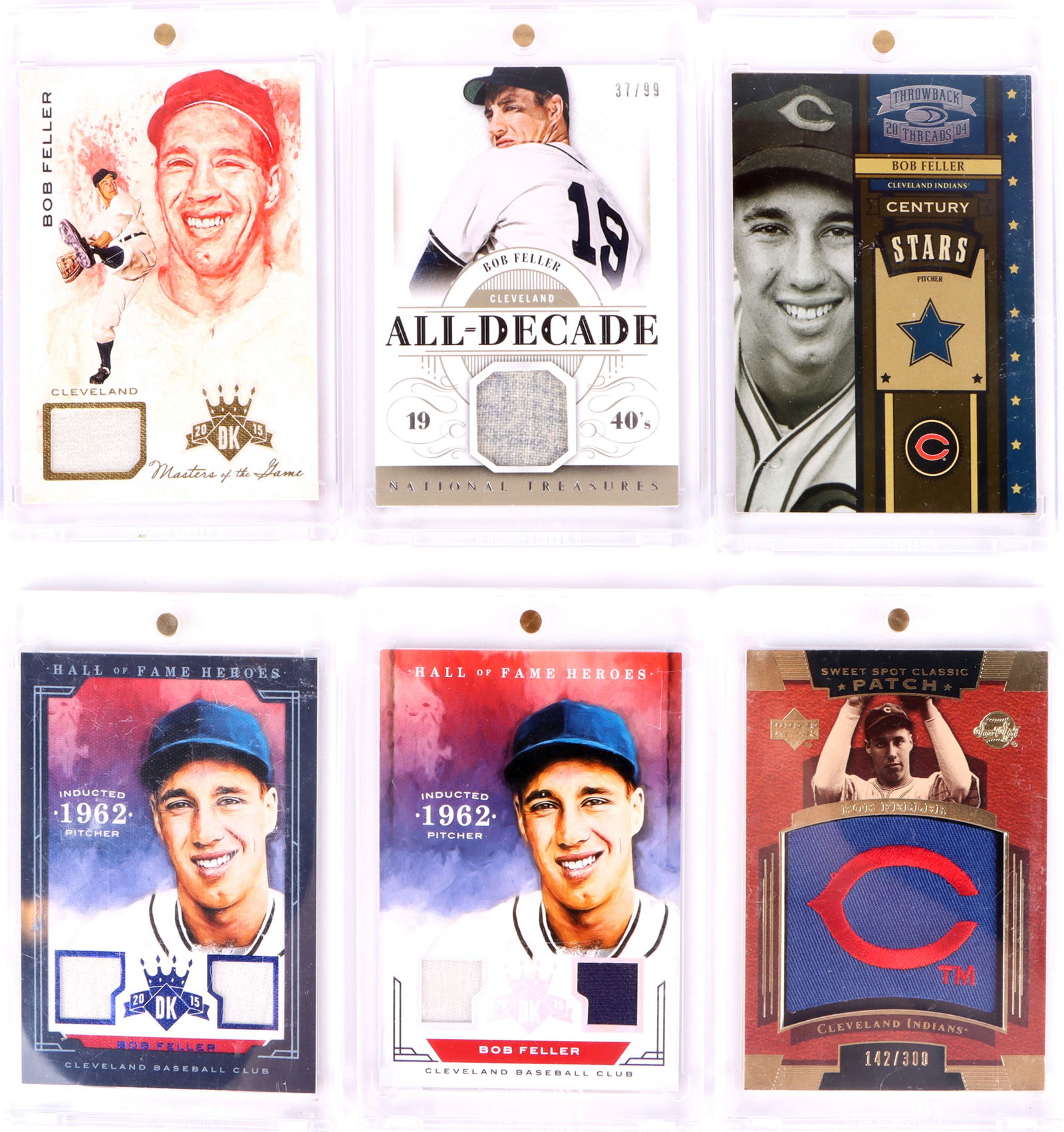 BOB FELLER PANINI GAME-USED MEMORABILIA CARDS(6) (1 of 4)