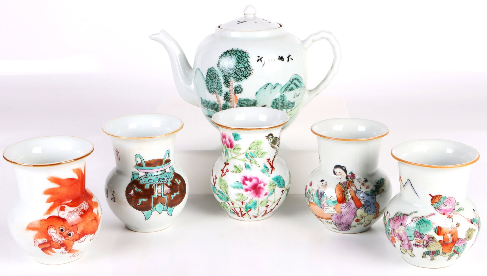 VINTAGE CHINESE PORCELAIN HAND-PAINTED TEA SET (6) (1 of 2)