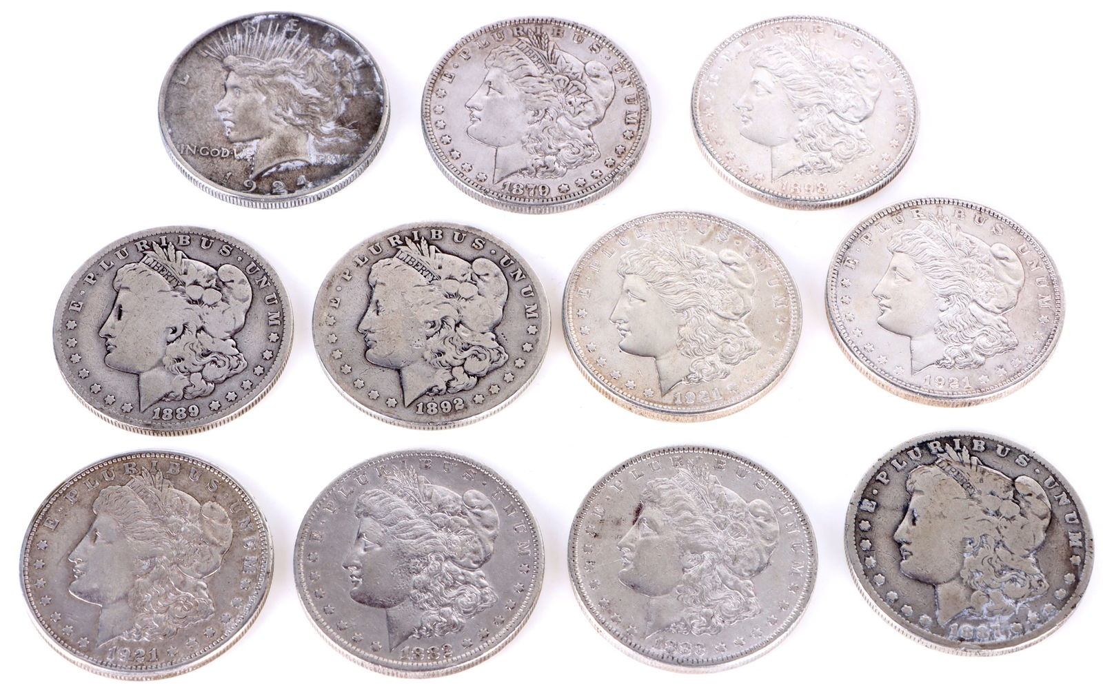 90% SILVER PEACE DOLLAR & MORGAN DOLLARS - (11) (1 of 4)