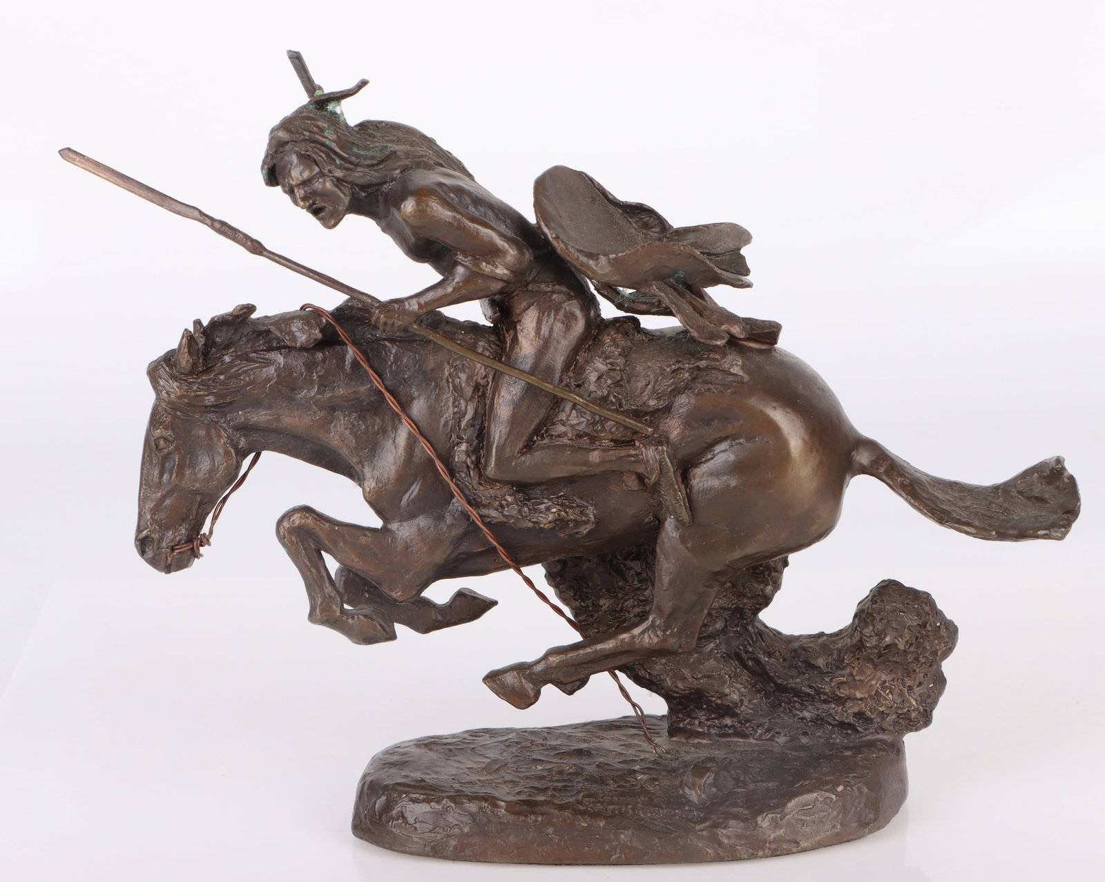 F. REMINGTON "THE CHEYENNE" MINI BRONZE SCULPTURE (1 of 4)