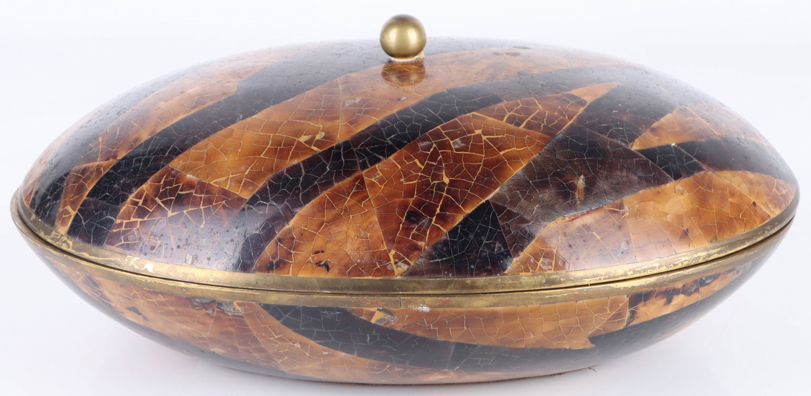 MAITLAND SMITH VINTAGE CRACKLED HORN OVAL BOX (1 of 5)