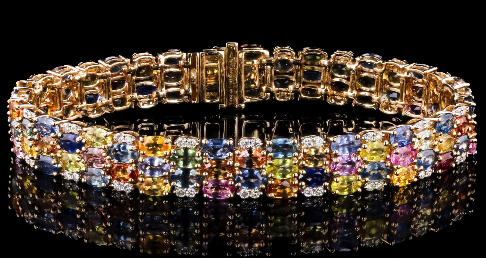 27.3CTW MULTI-COLOR SAPPHIRE DIA 14K GOLD BRACELET (1 of 4)