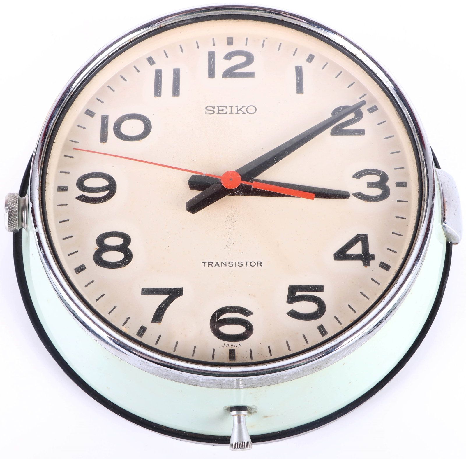 VINTAGE SEIKO TRANSISTOR MINT GREEN WALL CLOCK (1 of 4)