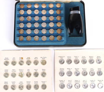 FRANKLIN MINT STERLING PRESIDENTIAL MINI-COIN SETS: 166331 FRANKLIN MINT STERLING PRESIDENTIAL MINI-COIN SETS The Franklin Mint Sterling silver Presidential Mini-coin sets to include one complete original 1969-1970 set with box and loop, and two additi