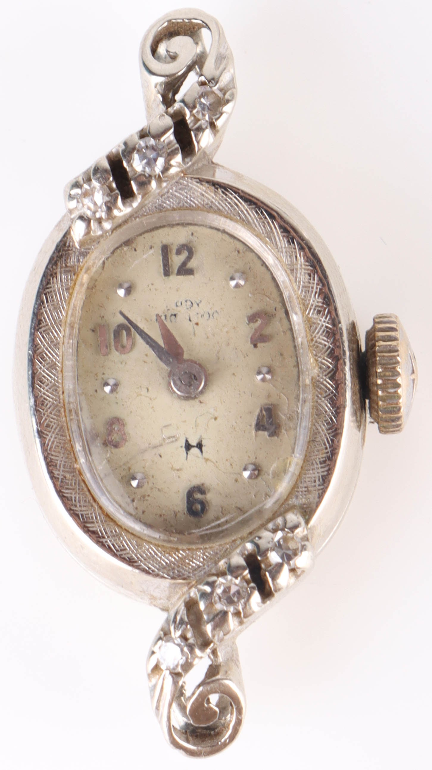 HAMILTON 14K GOLD & DIAMOND LADIES WATCH 1953: 167011 HAMILTON 14K GOLD & DIAMOND LADIES WATCH 1953 Hamilton 14k gold and diamond ladies dress watch made in 1953. Movement is Hamilton 750. 17 Jewels. Marked "248999A" on movement, case marked "8076