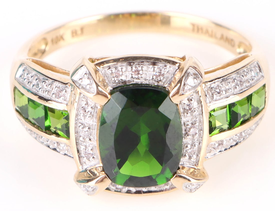 10K YELLOW GOLD PERIDOT SAPPHIRE LADIES RING (1 of 3)