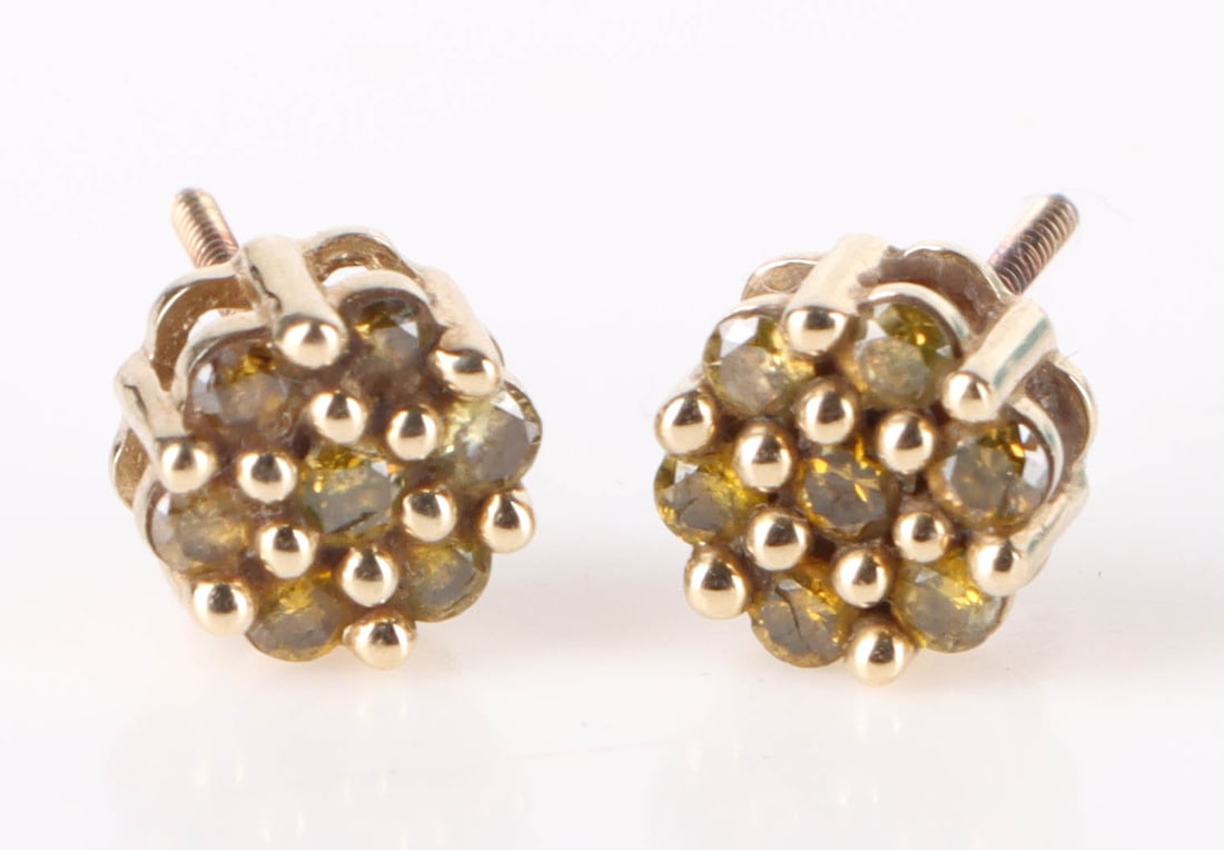 10K YELLOW GOLD YELLOW DIAMOND STUD EARRINGS (1 of 3)