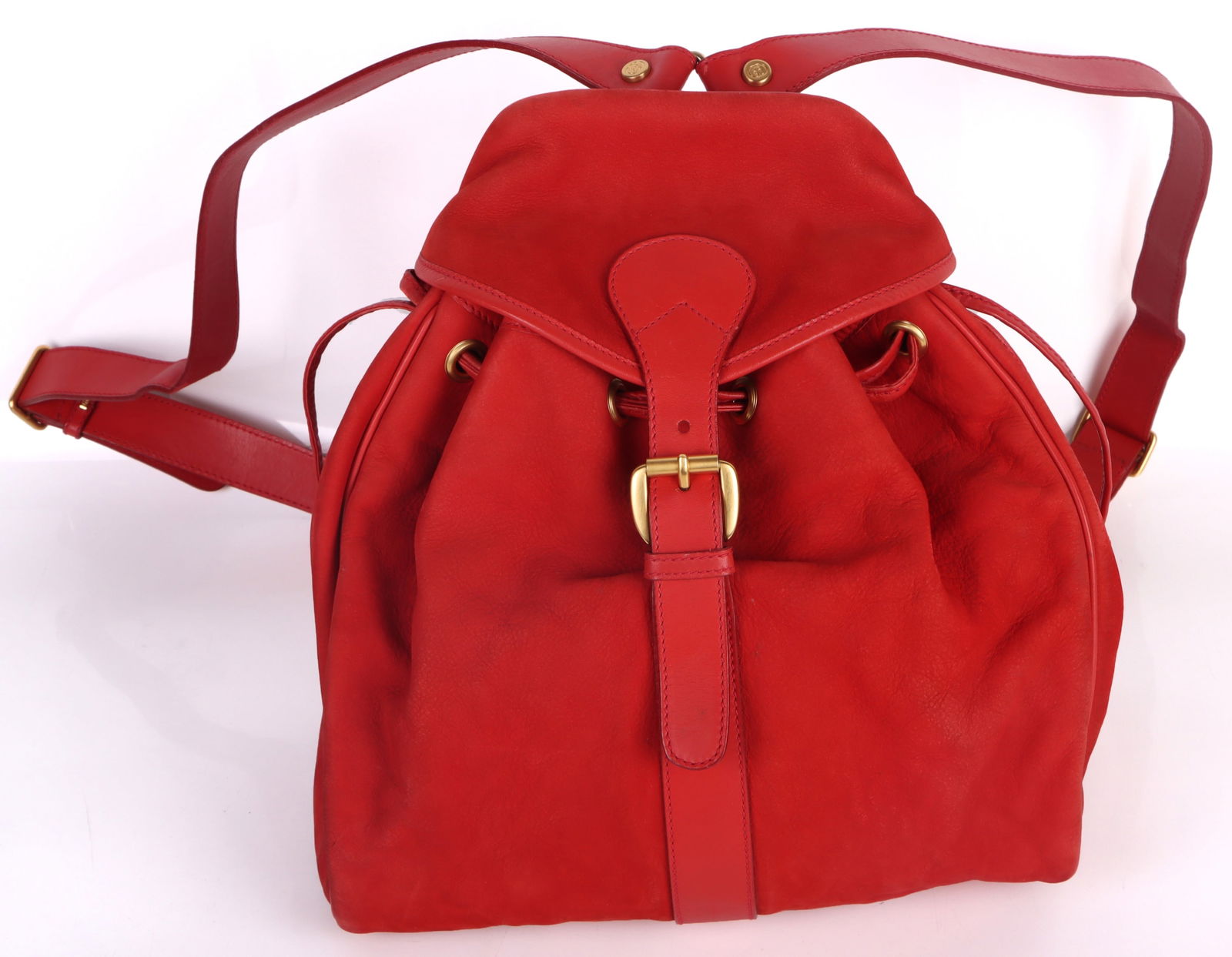 GUCCI VINTAGE RED SUEDE LEATHER BACKPACK (1 of 5)