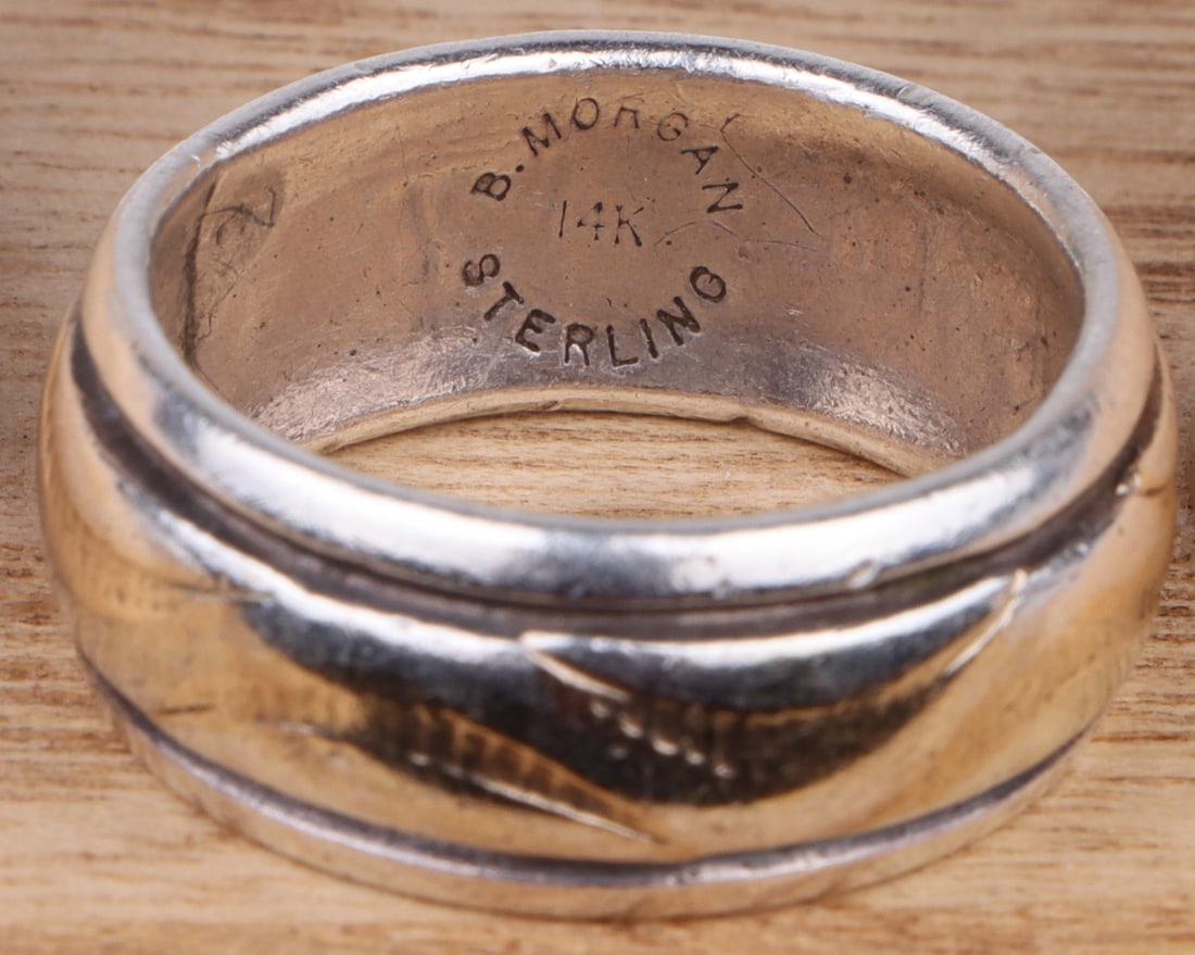 14K YELLOW GOLD AND STERLING SILVER MEN'S RING (1 of 3)