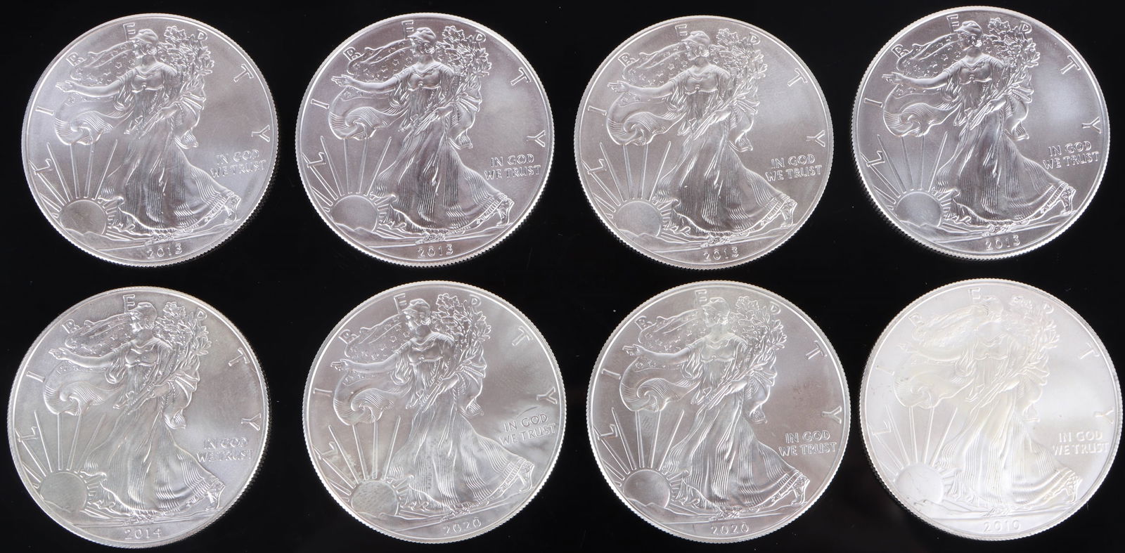 .999 1OZ FINE SILVER MINT LIBERTY DOLLARS - (8) (1 of 2)
