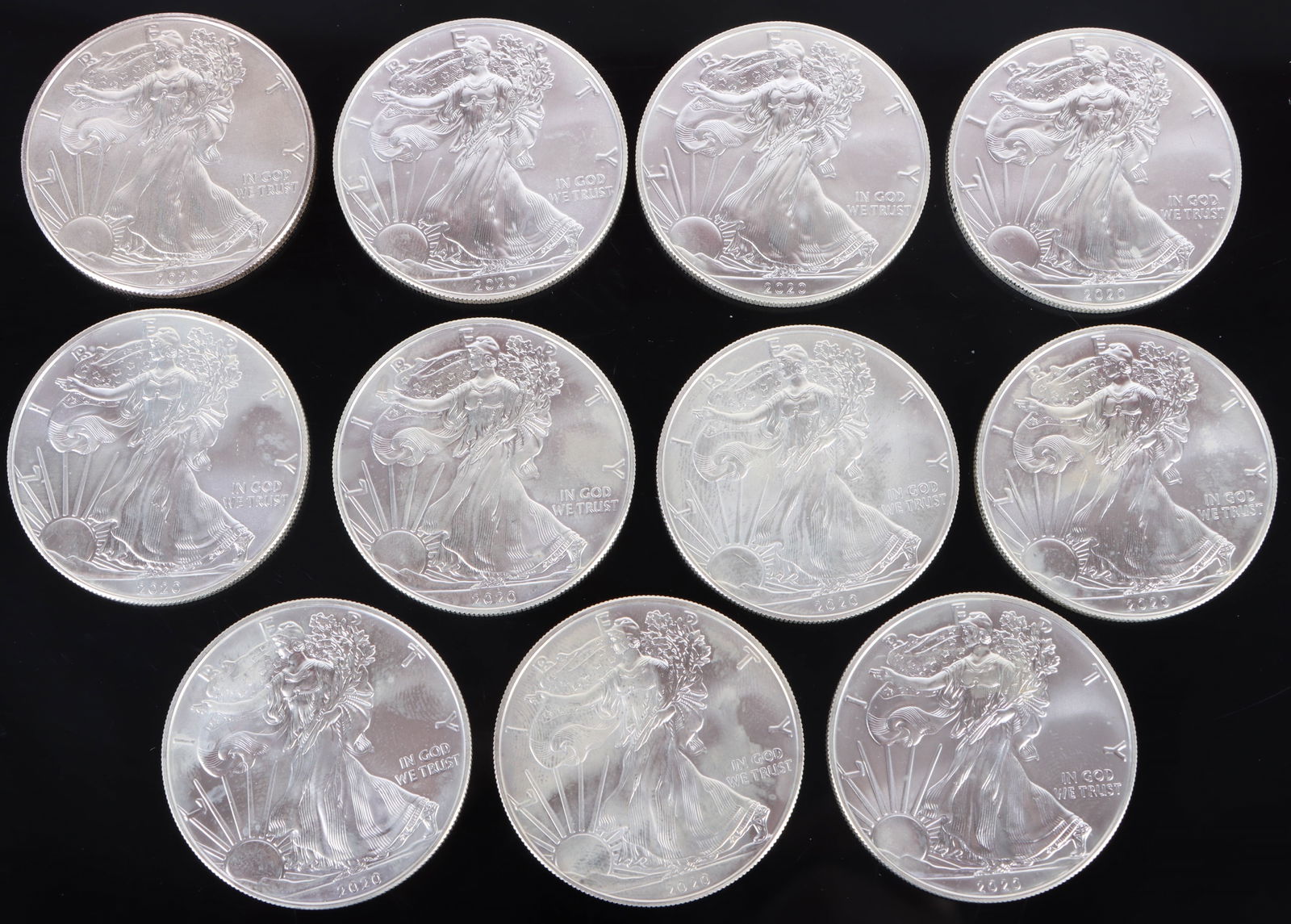 .999 FINE SILVER 1OZT 2020 EAGLES - LOT OF 10 (1 of 2)