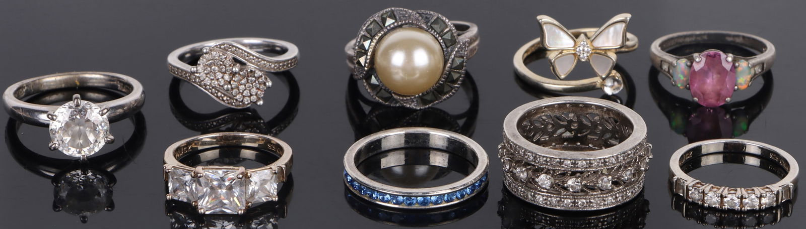 STERLING SILVER LADIES RINGS - (9) (1 of 3)