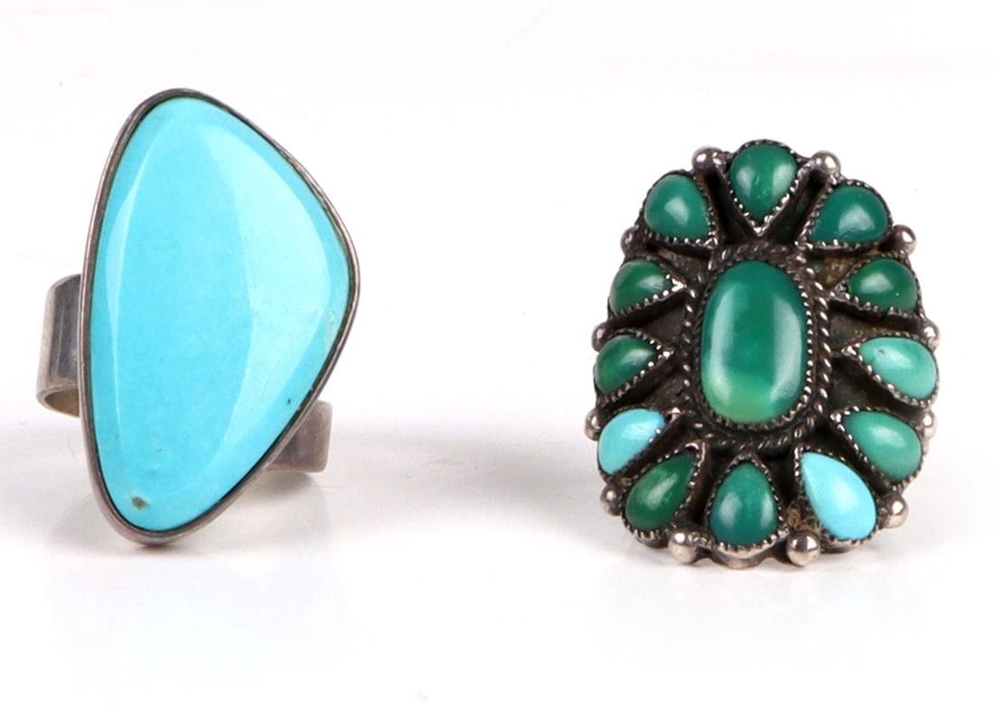 STERLING SILVER TURQUOISE SOUWTHWEST RINGS (1 of 2)