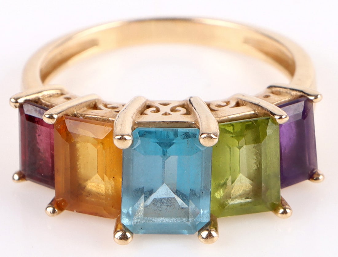 14K YELLOW GOLD MULTI-GEMSTONE LADIES RING (1 of 3)