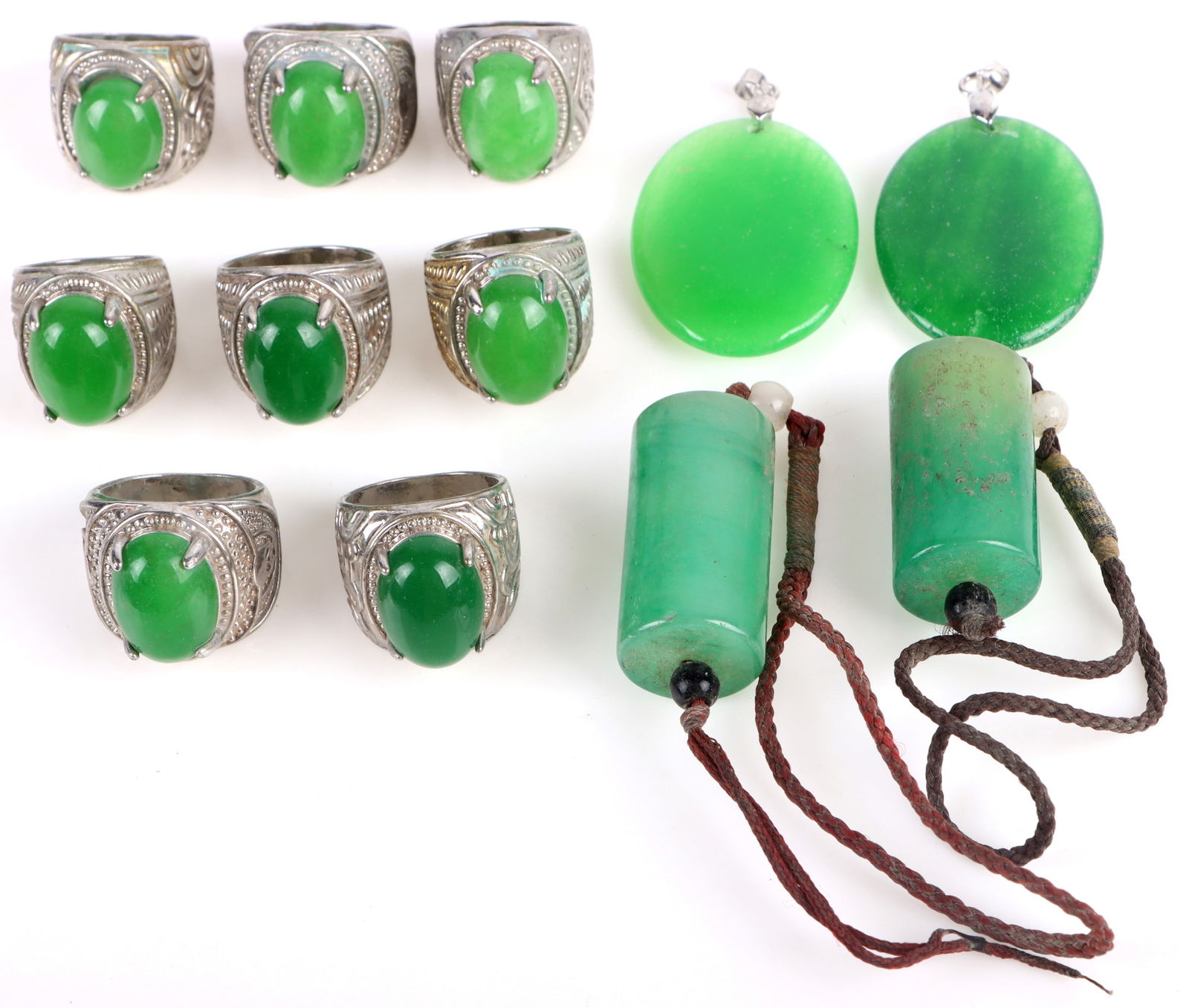 ANTIQUE CHINESE SOLID JADE LADIES JEWELRY - (12) (1 of 4)
