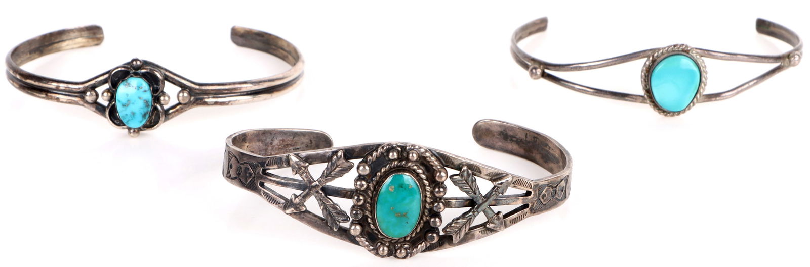 STERLING SILVER SOUTHWEST TURQUOISE BRACELETS (1 of 4)