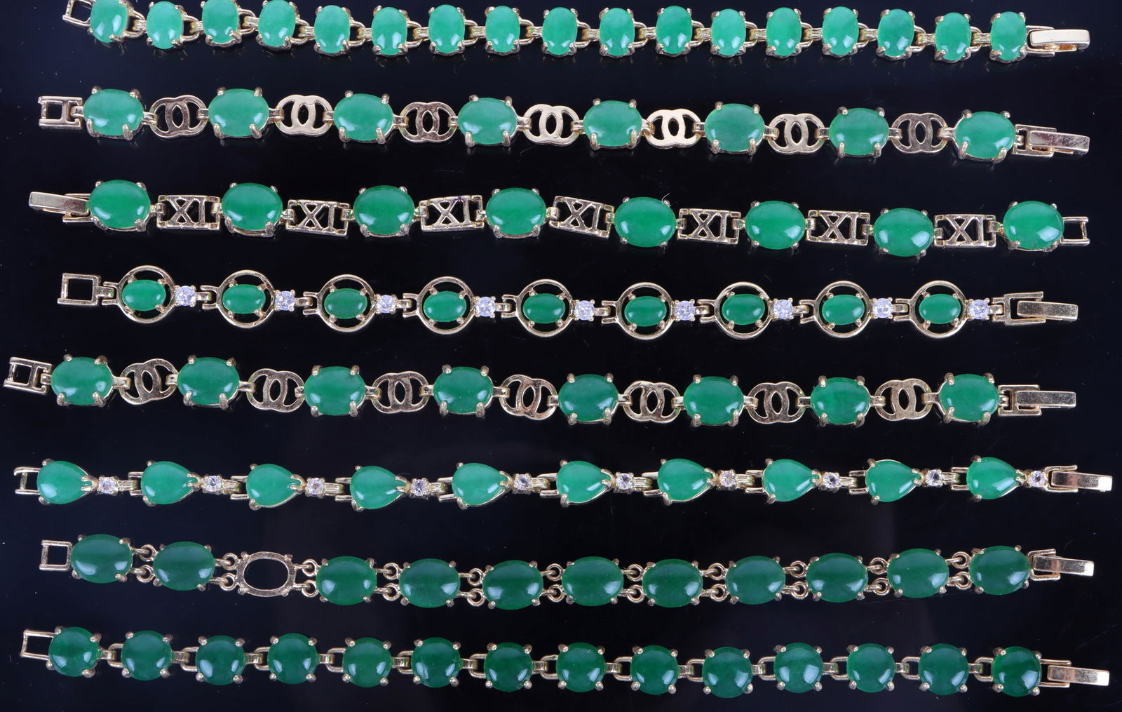 ANTIQUE CHINESE SOLID JADE LADIES BRACELETS - (8) (1 of 5)