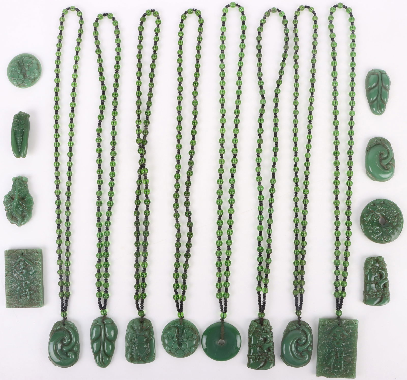 ANTIQUE CHINESE CARVED NEPHRITE NECKLACES (1 of 4)