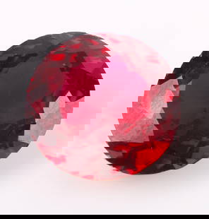 16.40CT GENUINE LOOSE ROUND RED RUBY W/ CERT: 171063 16.40CT GENUINE LOOSE ROUND RED RUBY W/ CERT 16.40CT genuine round red ruby. Gemstone is electronically tested and identified. Certification has not been verified. Stone Type: RubyWeight: 16.40