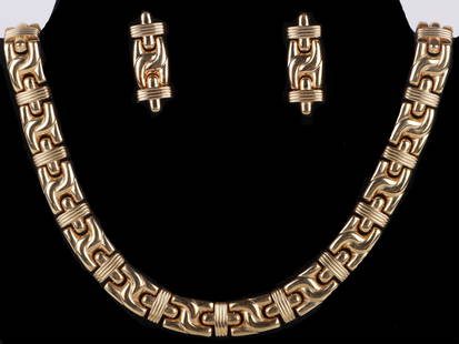 14K GOLD MATCHING JEWELRY SET - NECKLACE, BRACELET: 171073 14K GOLD MATCHING JEWELRY SET - NECKLACE, BRACELET 14k Yellow Gold matching jewelry set. 16 inch rounded necklace, 7 inch clasp bracelet and matching earrings. Weight: 60.6 GramsSize: 16" Neckl