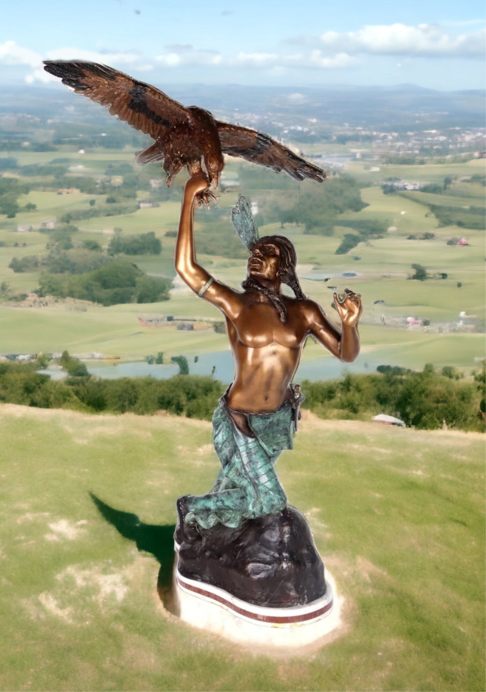 3'5" MANCINI SIGNED BRONZE NATIVE AMERICAN STATUE (1 of 7)