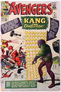 AVENGERS #8 1964 KANG'S FIRST APPEARANCE: 172190 AVENGERS #8 1964 KANG'S FIRST APPEARANCE The Avengers #8 "Kang the Conqueror!". Comic book features the first appearance of Kang the conqueror, original version. 3.0/3.5 grade estimation.Condit