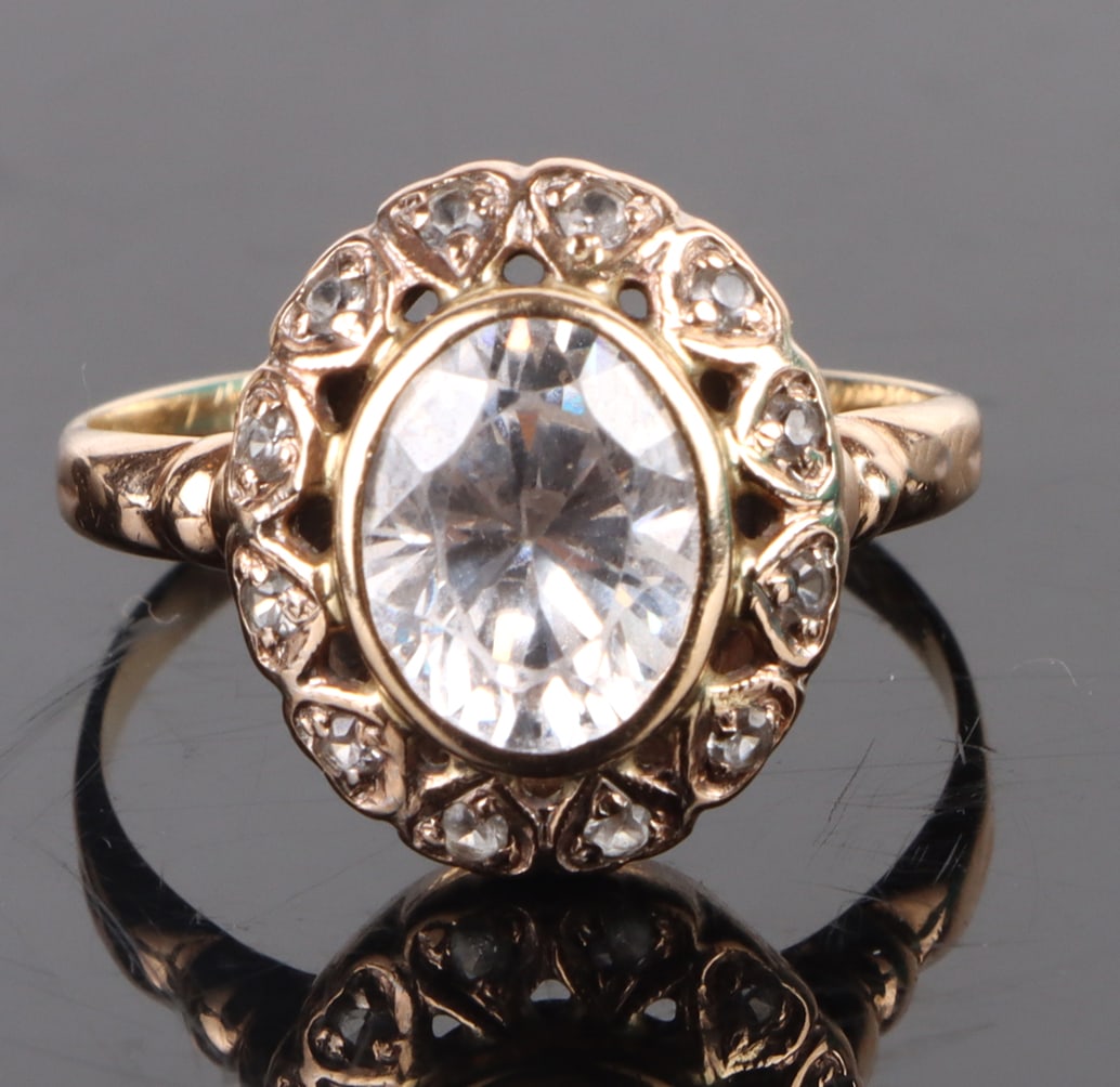 14K GOLD LADIES OVAL CUT QUARTZ GEMSTONE RING (1 of 3)