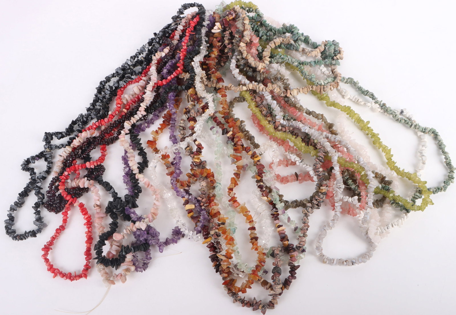 GENUINE STONE RAINBOW CHIP NECKLACES - (18) (1 of 5)