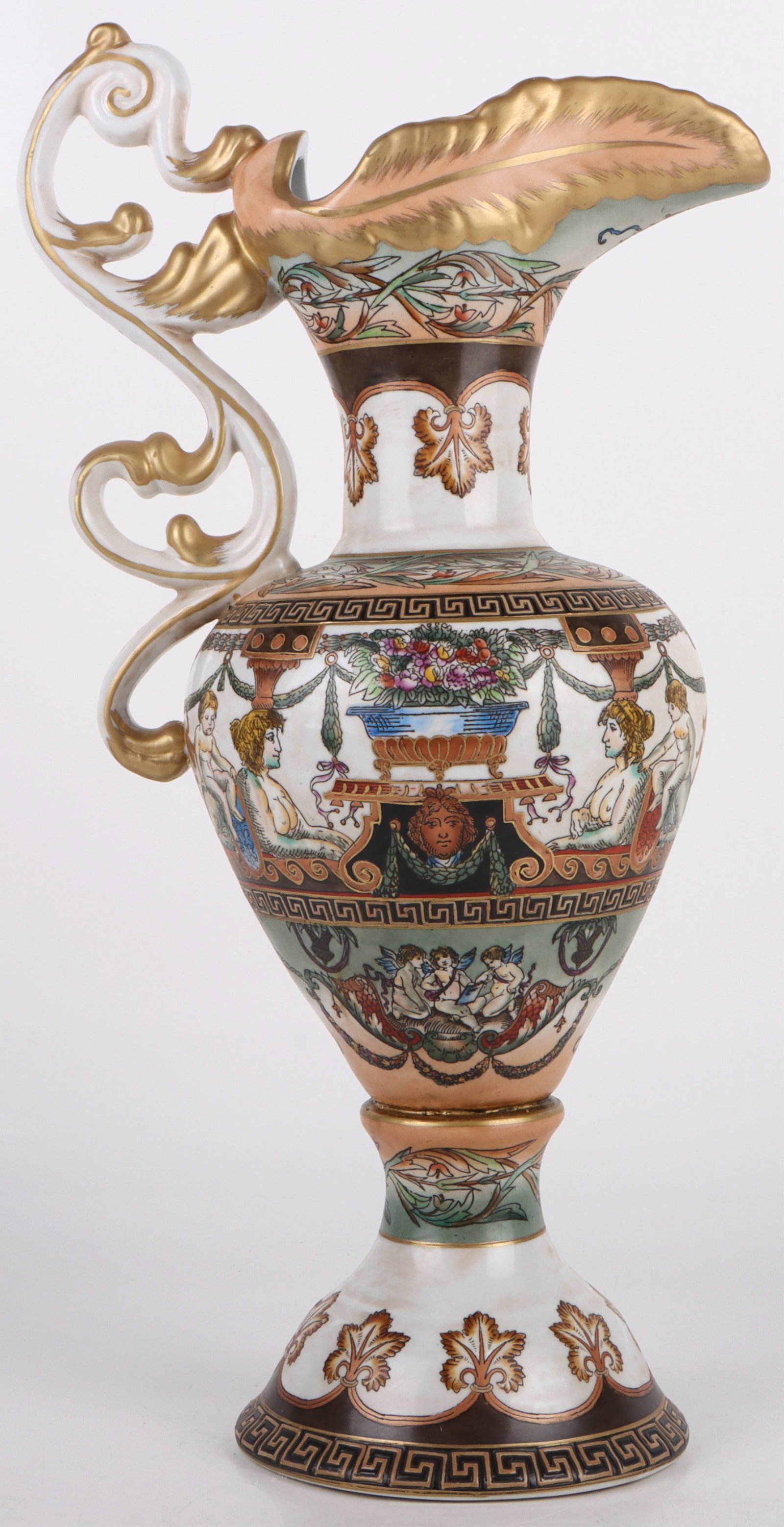 ITALIAN STYLE PORCELAIN ORNATE PITCHER VASE (1 of 9)