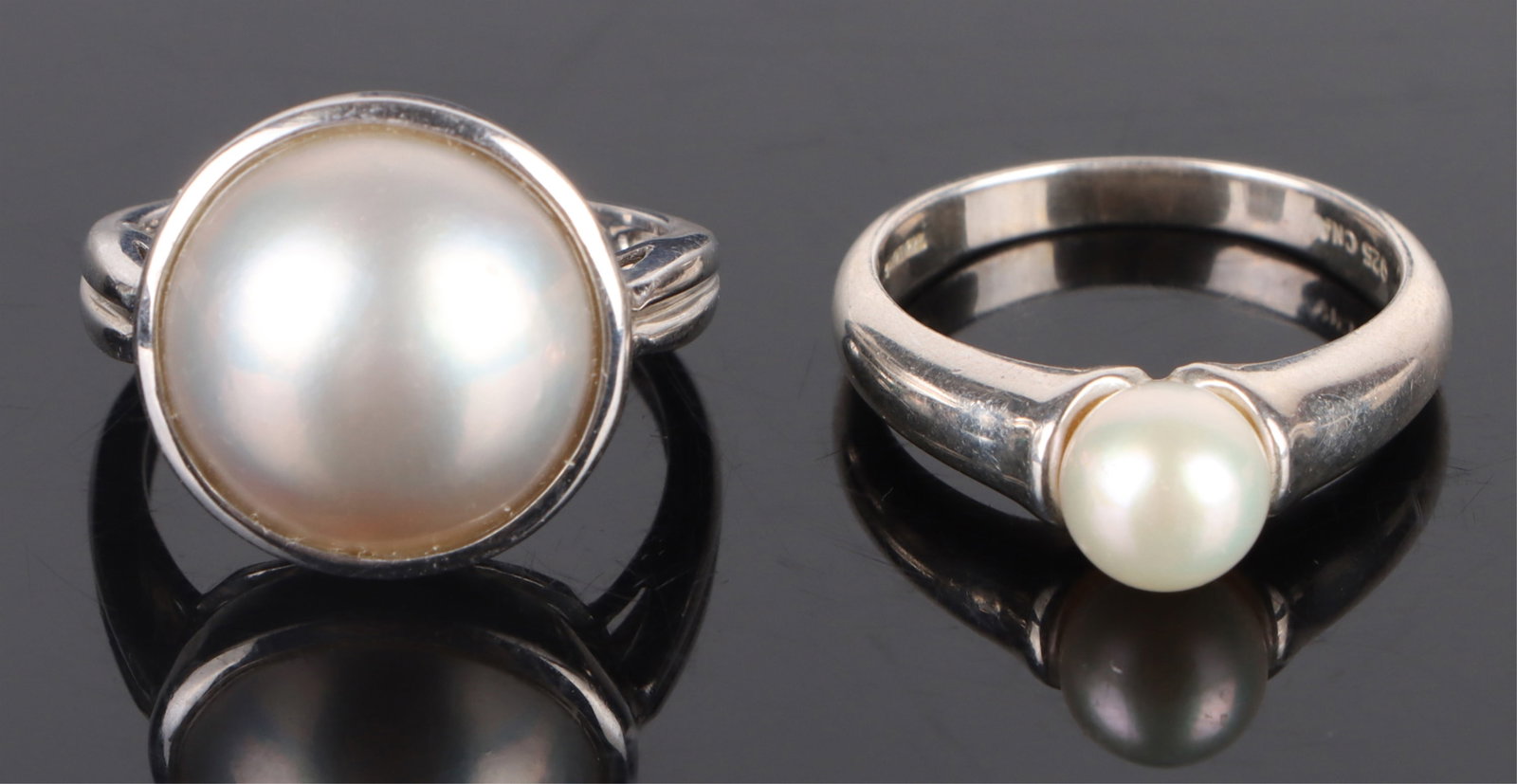 STERLING SILVER PEARL LADIES RINGS - LOT OF 2 (1 of 4)