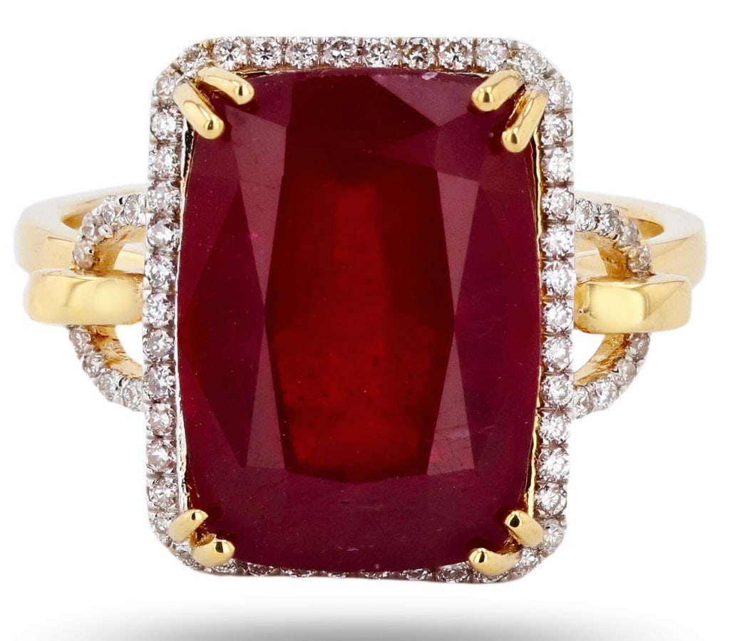 10.67CT RUBY & 0.23CTW DIAMOND 18K GOLD RING (1 of 3)