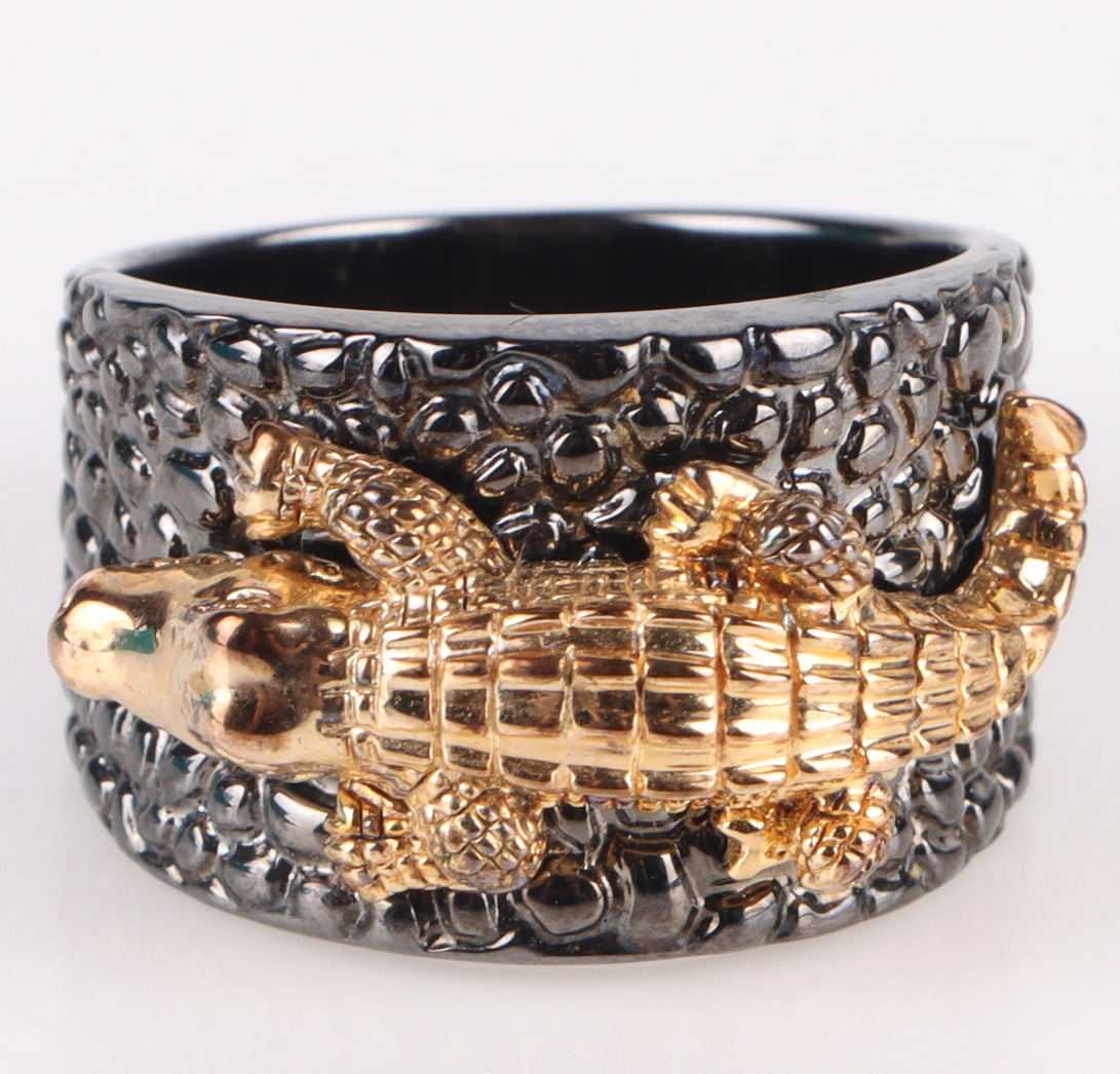 STERLING SILVER ALLIGATOR MEN'S RING (1 of 4)